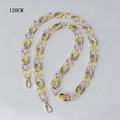 Dettaglio della catena da 120 cm in acrilico viola e giallo con moschettoni in metallo oro - Viola Giallo (Hardware Dorato)