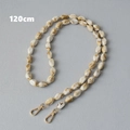 Detalle de correa de cuentas acrílicas jaspeadas de 120cm con cierre metálico dorado - Beige-120CM
