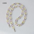 Dettaglio tracolla in resina acrilica da 120cm con anelli marmorizzati viola e gialli - Viola Giallo (Hardware Argento)