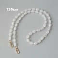 Detalle de la correa de bolso de 120cm con cuentas acrílicas blancas y cierres dorados - Blanco-120cm