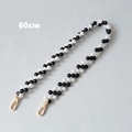 Detail of 60cm black and white pearl bag chain with golden metal spring clasps - Black and White-60CM