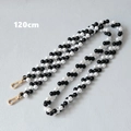 Detailed 120cm black and white pearl beaded strap with golden lobster clasps for bags - Black and White-120CM