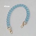 Detail view of 45cm light blue translucent acrylic resin fishbone chain with gold clasps - 45cm / Blue