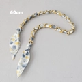 Bandoulière chaîne dorée de 60cm entrelacée de tissu de soie à motif floral bleu - Style Floral Rose Bleue Jaune (5)