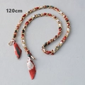 Detailed 120cm chain strap with intertwined silk scarf and gold metal lobster clasps - Red White Green Vintage Pattern (5)