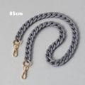 Close-up of 85cm matte grey acrylic link chain strap with golden metal swivel lobster clasps - Song Blue-85CM