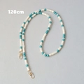 Detail view of 120cm colorful acrylic beaded strap with gold lobster clasps and clear spacers - Blue-120CM