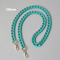 Detailed view of Tiffany blue matte acrylic purse chain with gold clasps, 120cm length - Turquoise Green-120CM
