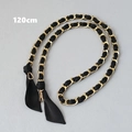 Detail of 120cm gold metal chain interwoven with black silk ribbon for handbags - 120cm / Black