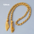 Detailed 120cm yellow silk ribbon interwoven with gold metal chain for handbags - 120cm / Yellow