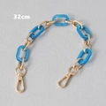 Detail view of 32cm blue acrylic and gold metal link chain strap with lobster clasps - 32cm / Blue