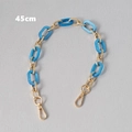 Detail of 45cm gold metal and sky blue acrylic link chain with spring lobster clasps - 45cm / Blue