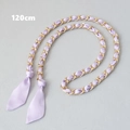 Detalle de cinta de seda lila de 120cm entrelazada con una cadena de metal dorada - 120cm / Morado