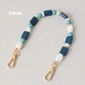 Detail of 34cm colorful handmade wooden bead strap with gold metal lobster clasps - Blue Green Contrast Combination (Style 2)