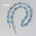 Detail of 120cm marble blue acrylic links with gold metal rings for handbag strap - 120cm / Blue