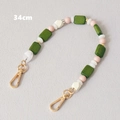 Detail of 34cm colorful handmade beaded strap with green wood and pink resin beads - Green Pink Contrast Beaded Combination (Style 3)