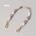 Detail of 34cm colorful beaded bag handle with pink wooden beads and gold lobster clasp - Soft Pink Beige Beaded Combination (Style 4)