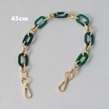 Detail of 45cm acrylic marble resin and gold metal link chain strap with lobster clasps - 45cm / Green