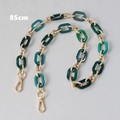 Close-up of 85cm replacement handbag chain with gold metal rings and dark green acrylic links - 85cm / Green