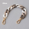 Short multicolor acrylic phone chain strap with 28cm length and golden metal clasps - White/Beige/Dark Coffee Patchwork (Style-8)