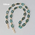Close-up of 120cm chain strap with green acrylic links and gold metal lobster clasps - 120cm / Green