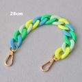 28cm colorful acrylic fishbone chain with vibrant resin links and gold lobster clasps - Dark Green/Light Green/Yellow/Blue Patchwork (Style-5)