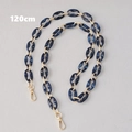 Detail view of 120cm blue marble acrylic bag chain strap with gold metal links and lobster clasps - 120cm / Blue