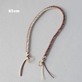 Detailed view of 65cm woven wax rope strap with gold metal rings for handbags - Red and White
