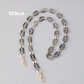 Close-up of 120cm mixed gold metal and gray marble resin links strap with lobster clasps - 120cm / Gray