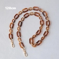 Detail view of 120cm amber resin and gold metal link chain strap with lobster clasps - Amber 120CM