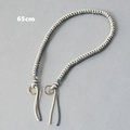 Detailed 65cm hand-woven wax rope bag strap with gold metal ring buckles in grey and cream - Grey and White