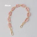 Macro view of 46cm pink marble resin bag chain with gold hardware and lobster clasps - 46cm / Pink