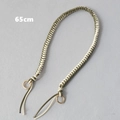 Detailed 65cm hand-woven wax rope bag chain with gold metal rings in green and beige - Green and White