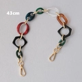 Detail view of 43cm colorful acrylic resin purse chain with golden lobster clasps - Red Blue Green Brown Color Block Style (Style-7)