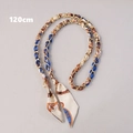 Close-up of 120cm gold metal chain interwoven with vintage blue and orange silk ribbon - Vintage Pattern Blue Style (款式3)