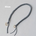 Detailed 65cm grey braided wax rope bag strap with golden metal rings and spiral weave - Gray