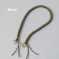 Detail view of army green 65cm braided cord handle with gold metal rings for handbags - Green