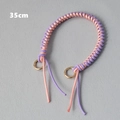 Detail view of 35cm bicolor woven wax rope handle with golden spring ring buckles - Purple and Pink Patchwork