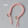 Pink woven bag handle strap with gold circular rings and 35cm length specification - Pink
