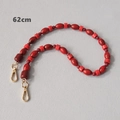 Detailed 62cm red acrylic bead chain strap with golden clasps for bags or phones - Olive and Cylindrical Style (Style 2) / 62cm