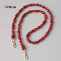 Detail view of 120cm red beaded strap with marble texture and golden lobster clasps - Olive and Cylindrical Style (Style 2) / 120cm