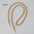 Detailed 120cm gold metal chain with brown leather weave and swivel lobster clasps - Light Coffee