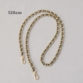 Detailed 120cm gold metal and grey leather interwoven bag chain with swivel lobster clasps - Gray