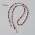 Detail view of a 120cm purple leather woven gold metal chain strap with lobster clasps - Purple