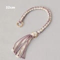 Detalle de la correa trenzada de 32 cm con cierre dorado y borla de seda multicolor - Mezcla Púrpura Blanco Oro (Estilo-1)
