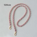 Detail of 120cm purple leather and gold chain strap with metallic lobster clasps - 120cm / Purple