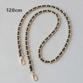 120cm gold chain strap with dark blue leather weave and lobster clasps for handbags - 120cm / Navy Blue