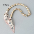60cm silk scarf woven gold chain strap for handbags with light pink floral pattern - Light Pink Small Floral Style (3) / Gold