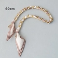 60cm stylish golden chain strap with brown houndstooth silk scarf for handbags - Brown and White Houndstooth Style (5) / Gold