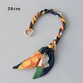 Detalle de asa de seda de 26cm para bolso con estampado de piñas y cierres dorados - 26cm / Azul Marino Piña